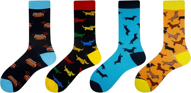 Cansok Men's 2/4 Packs Fun Crazy Novelty Dress Crew Socks - Image 2